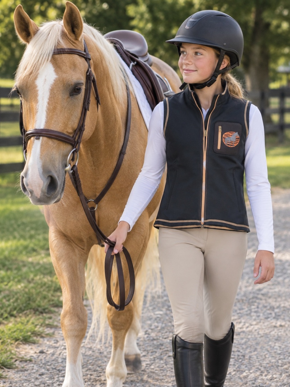 EQUISTAR Girls Women’s Full-Zip Navy Riding Vest Pink Trim Sz XL NWOT